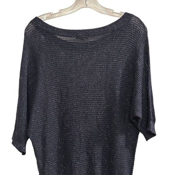 Express Women's Pullover Sweater S Blue Metallic Short Sleeve Boat Neck - Picture 10 of 11